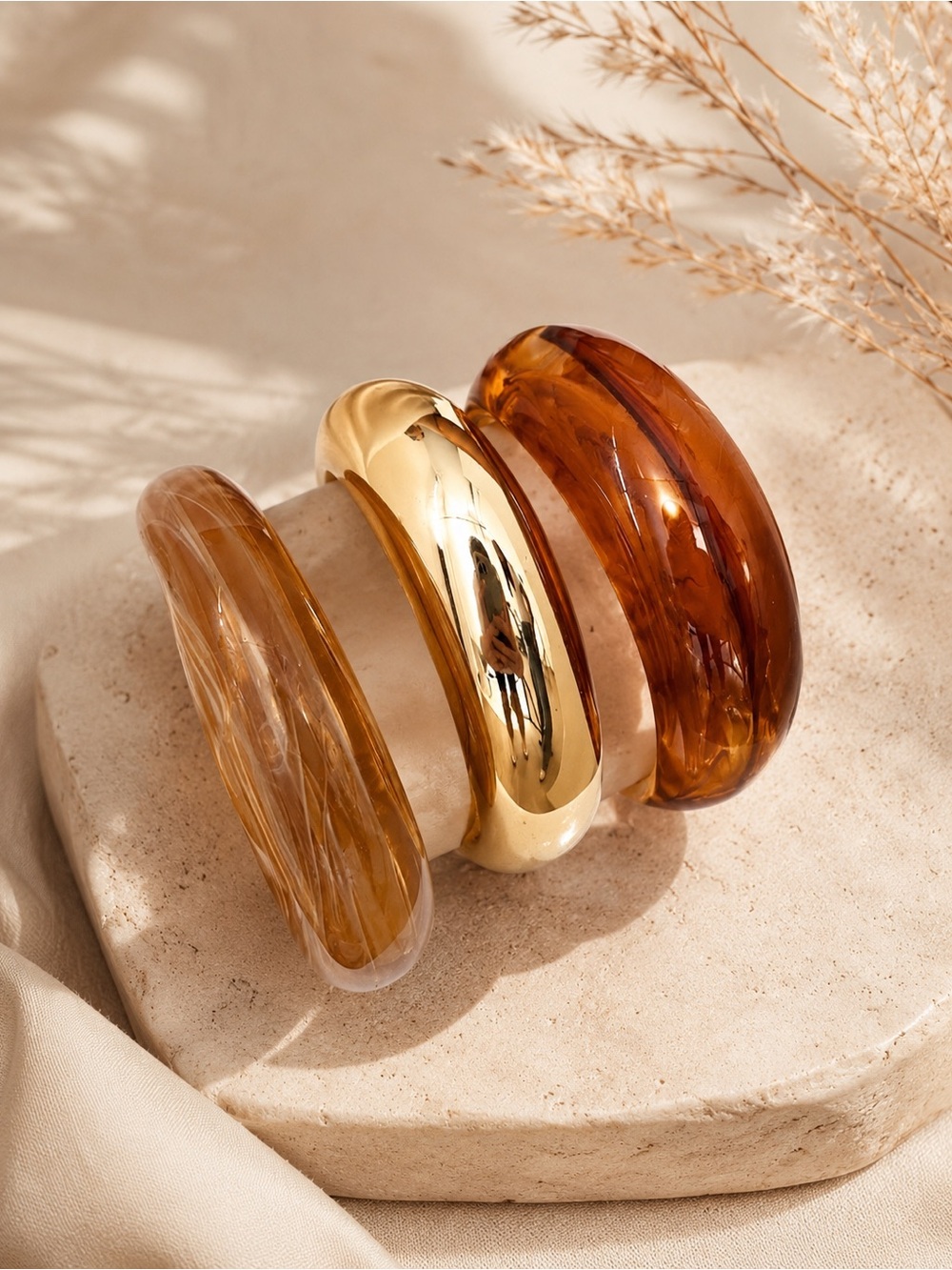 Tortoise Elegance acrylic bracelet set